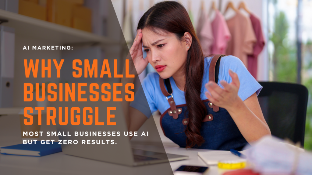 Small business owner overwhelmed by AI marketing tools